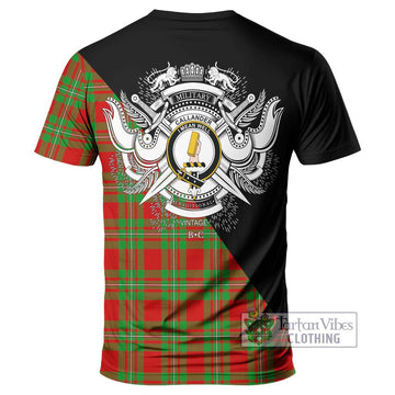 Callander Tartan T-Shirt with Family Crest and Military Logo Style