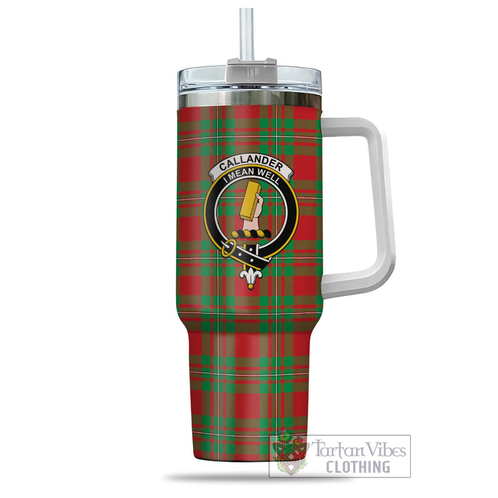 Callander Tartan Tumbler with Handle with Family Crest - Tartan Vibes Clothing
