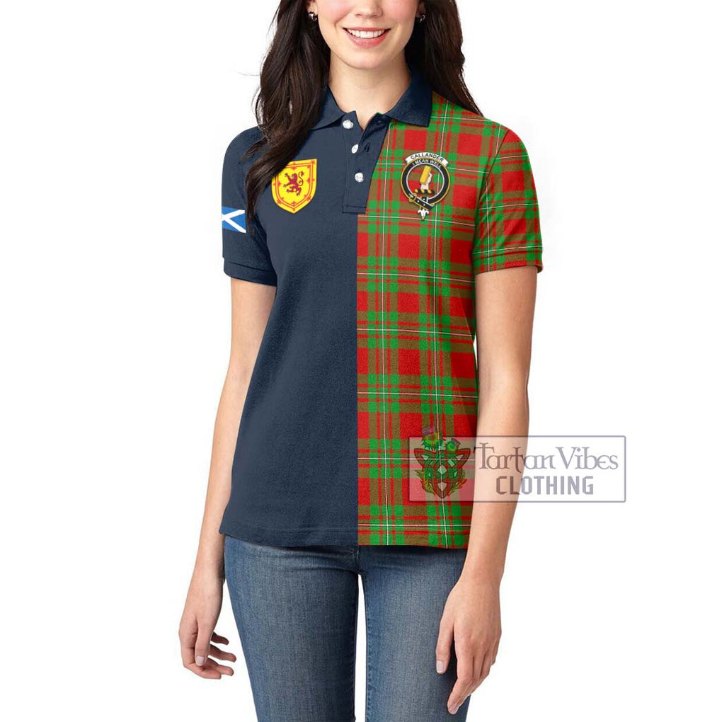 Tartan Vibes Clothing Callander Modern Tartan Women's Polo Shirt with Scottish Lion Royal Arm Half Style