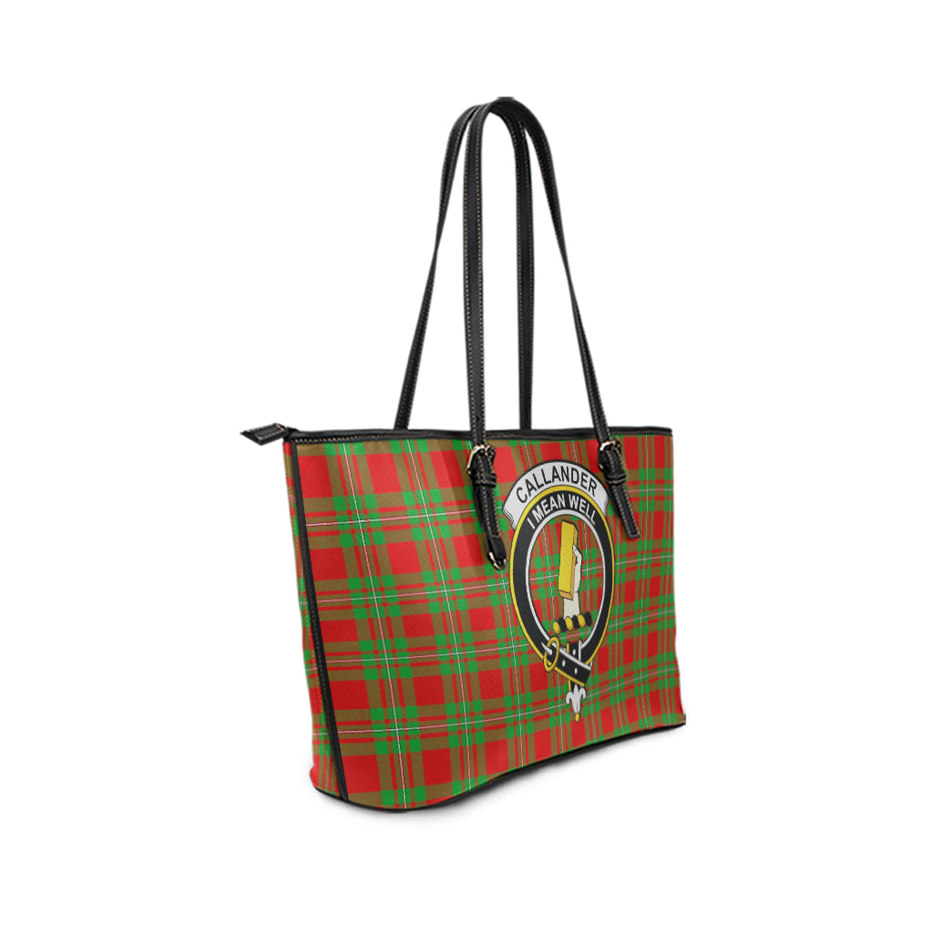 Callander Tartan Leather Tote Bag with Family Crest - Tartan Vibes Clothing
