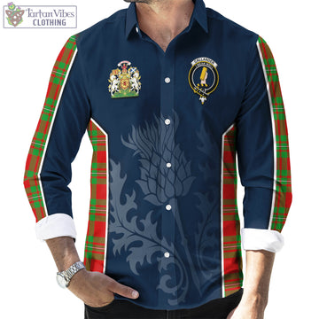 Tartan Vibes Clothing Callander Modern Tartan Long Sleeve Button Up Shirt with Family Crest and Scottish Thistle Vibes Sport Style