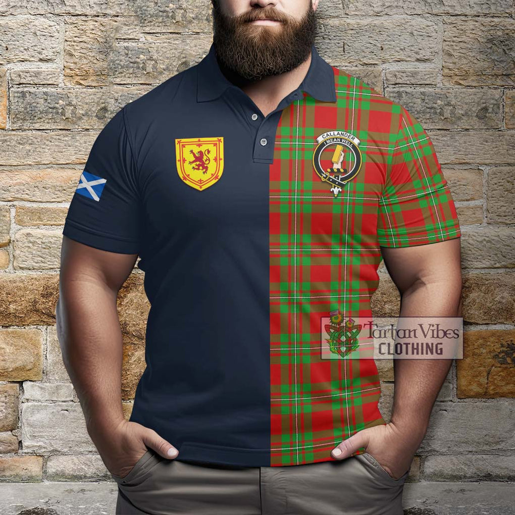 Callander Tartan Polo Shirt Alba with Scottish Lion Royal Arm Half Style - Tartan Vibes Clothing
