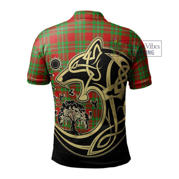 Callander Tartan Polo Shirt with Family Crest Celtic Wolf Style - Tartan Vibes Clothing