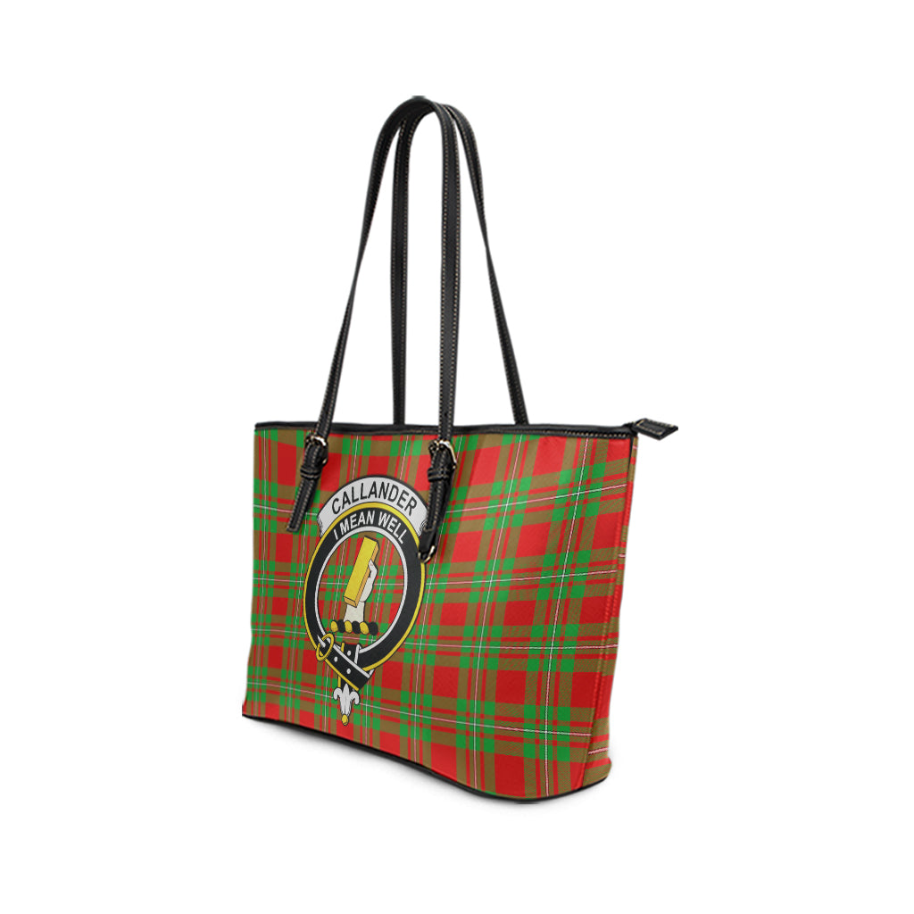 Callander Tartan Leather Tote Bag with Family Crest - Tartan Vibes Clothing
