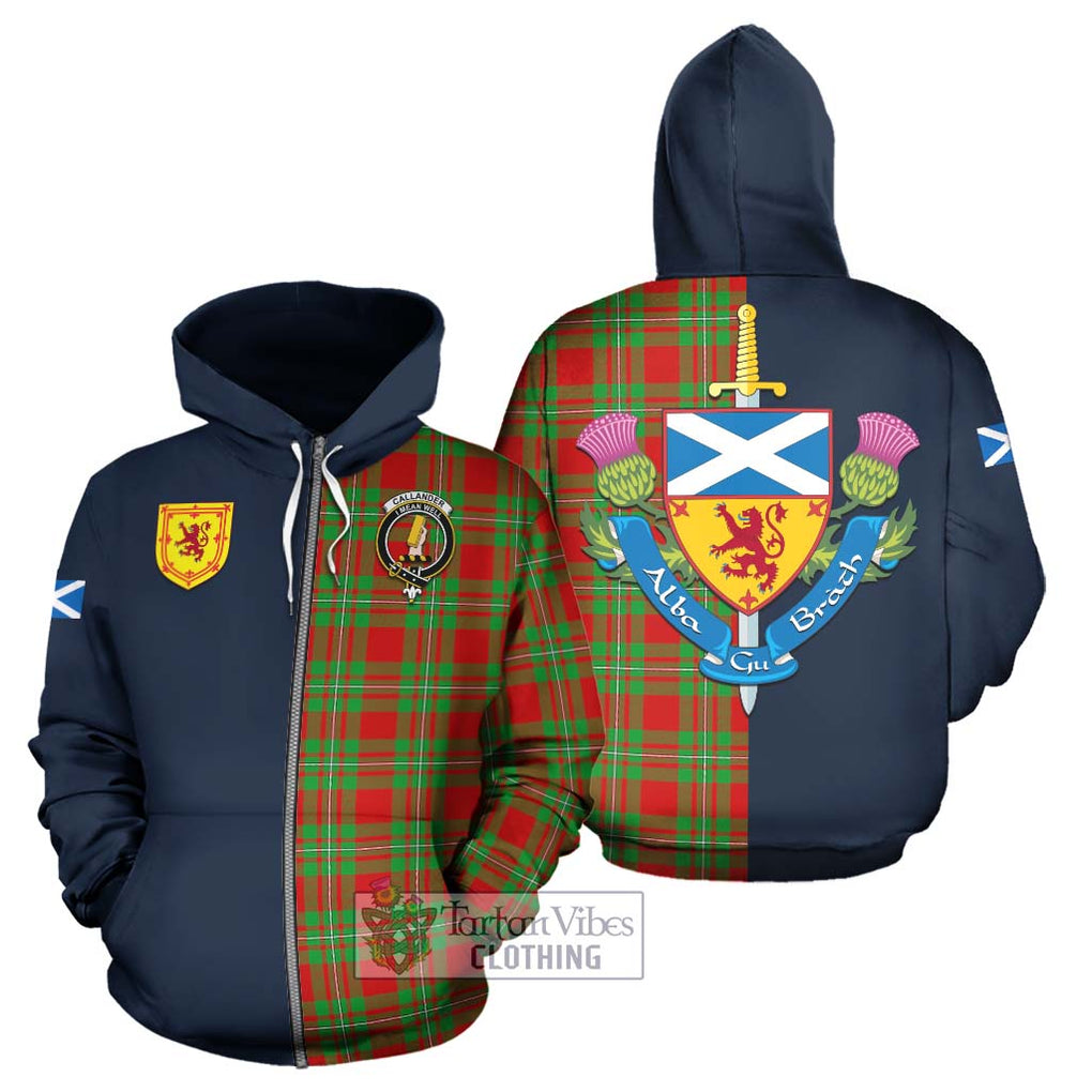 Callander Tartan Hoodie Alba with Scottish Lion Royal Arm Half Style - Tartan Vibes Clothing