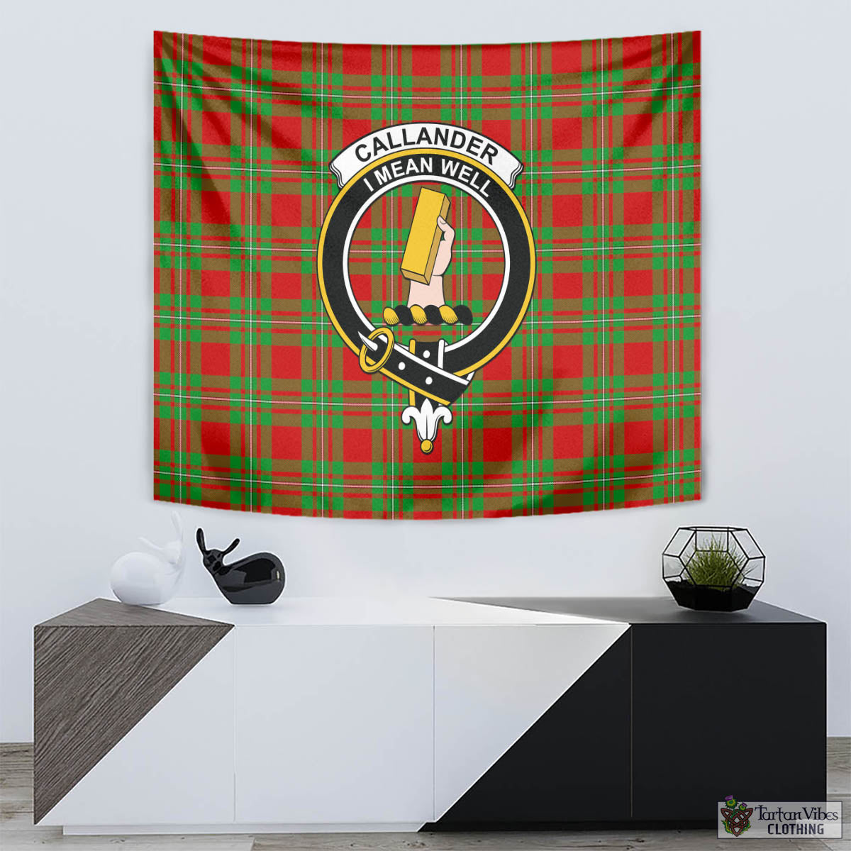 Callander Tartan Tapestry Wall Hanging and Home Decor for Room with Family Crest - Tartan Vibes Clothing