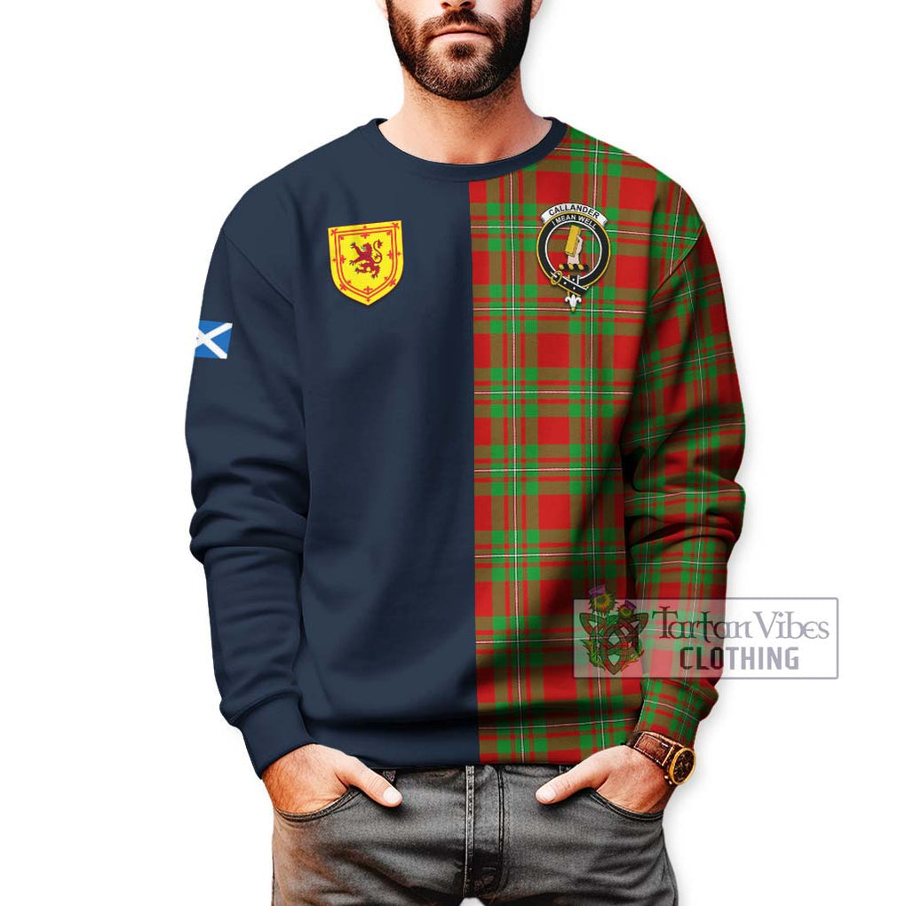 Callander Tartan Sweatshirt Alba with Scottish Lion Royal Arm Half Style - Tartan Vibes Clothing