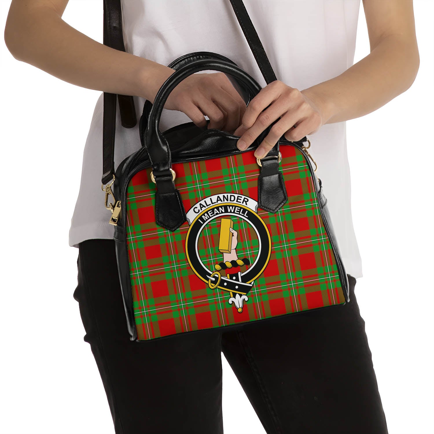 Callander Tartan Shoulder Handbags with Family Crest - Tartan Vibes Clothing