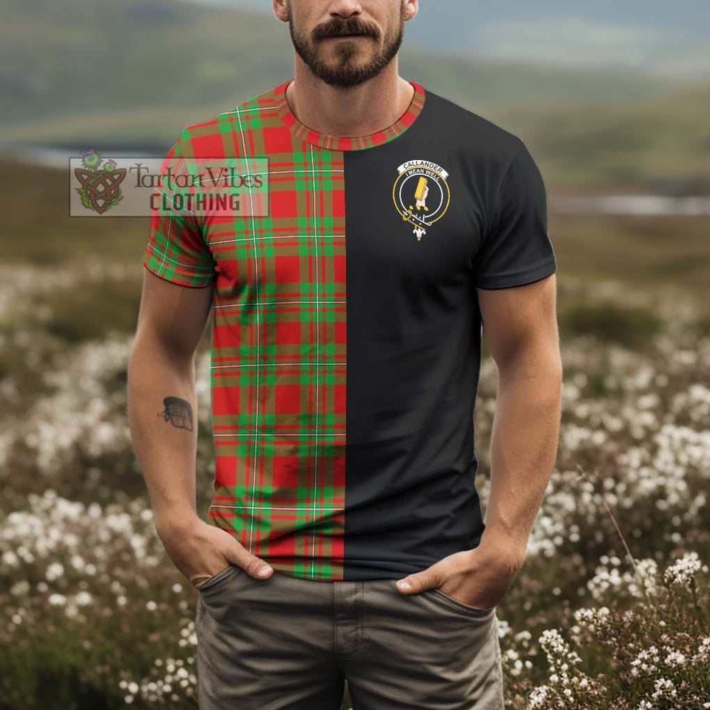 Callander Tartan T-Shirt with Family Crest and Half Of Me Style - Tartanvibesclothing Shop