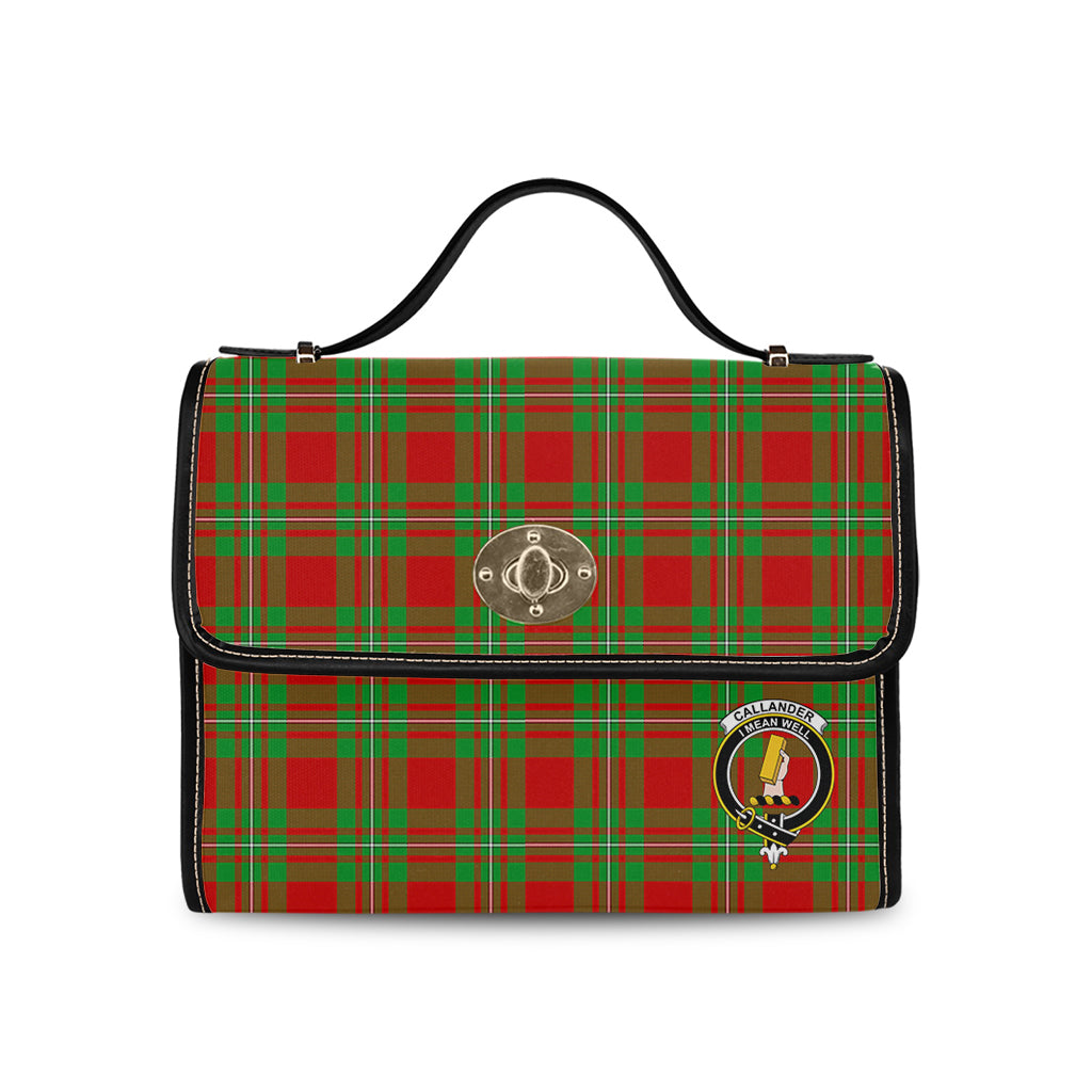 Callander Modern Tartan Leather Strap Waterproof Canvas Bag with Family Crest