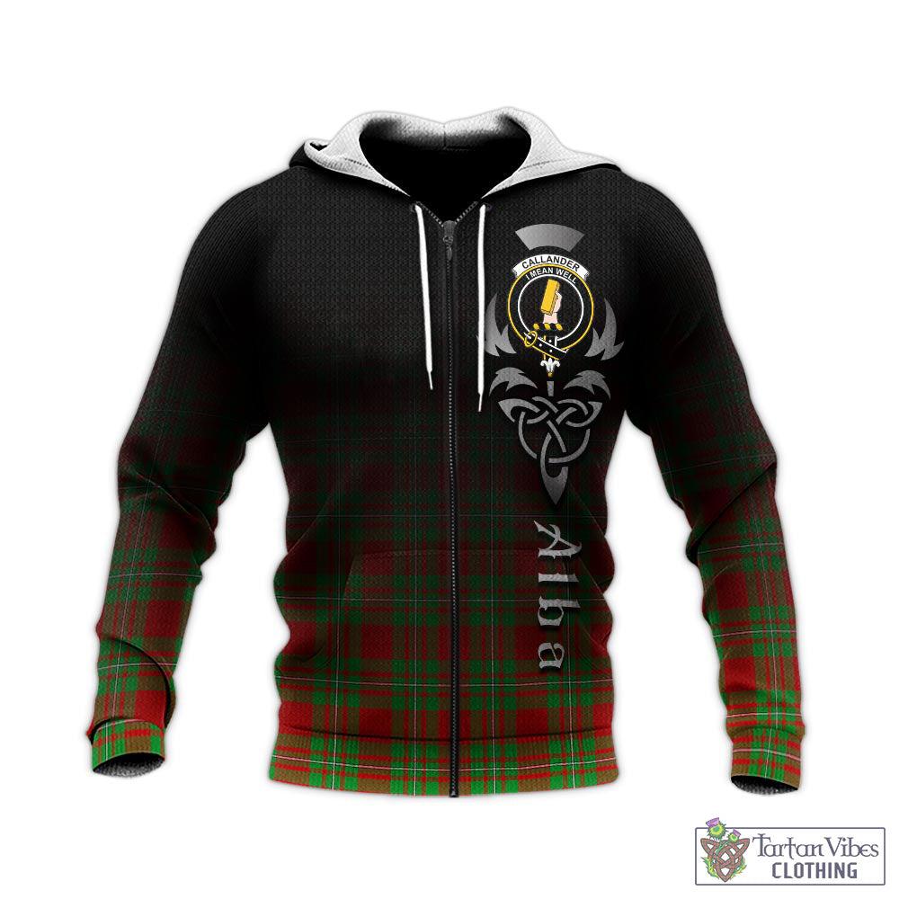 Tartan Vibes Clothing Callander Modern Tartan Knitted Hoodie Featuring Alba Gu Brath Family Crest Celtic Inspired