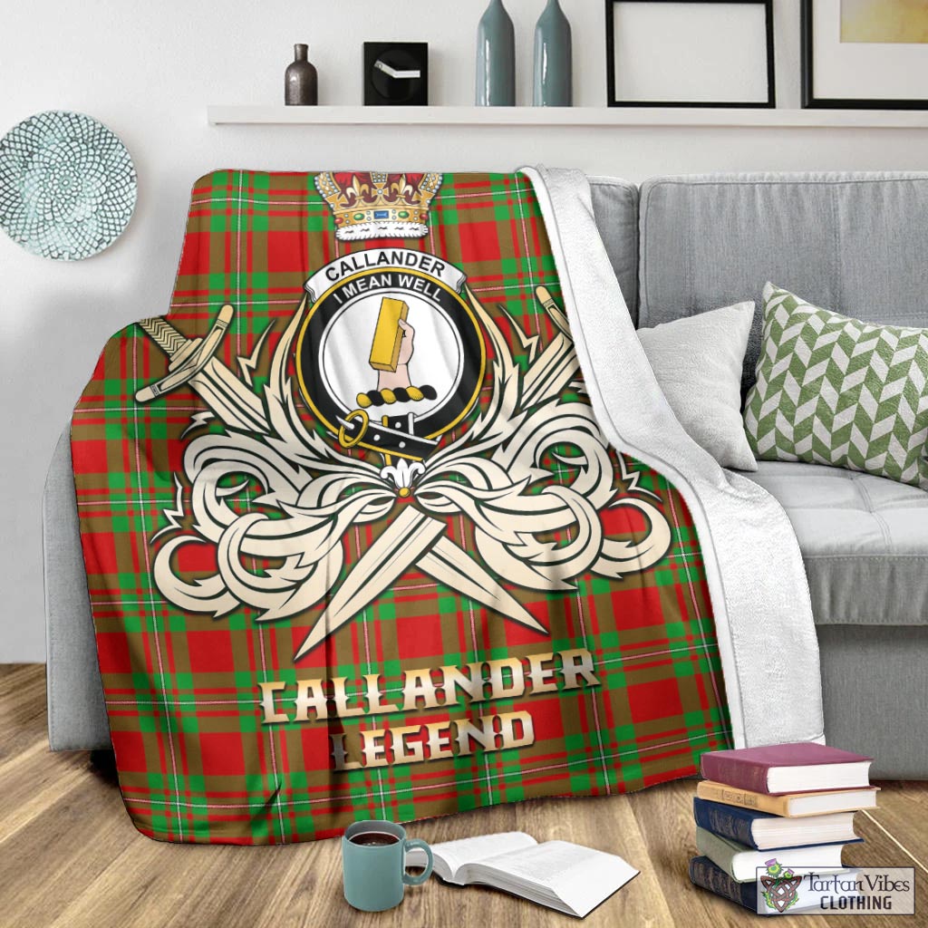 Callander Tartan Blanket with Clan Crest and the Golden Sword of Courageous Legacy - Tartan Vibes Clothing