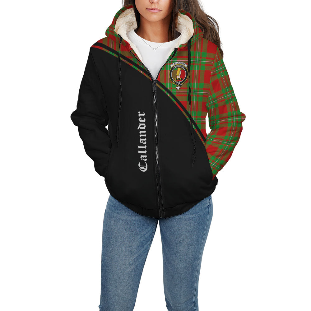 Callander Tartan Sherpa Hoodie with Family Crest Curve Style - Tartan Vibes Clothing