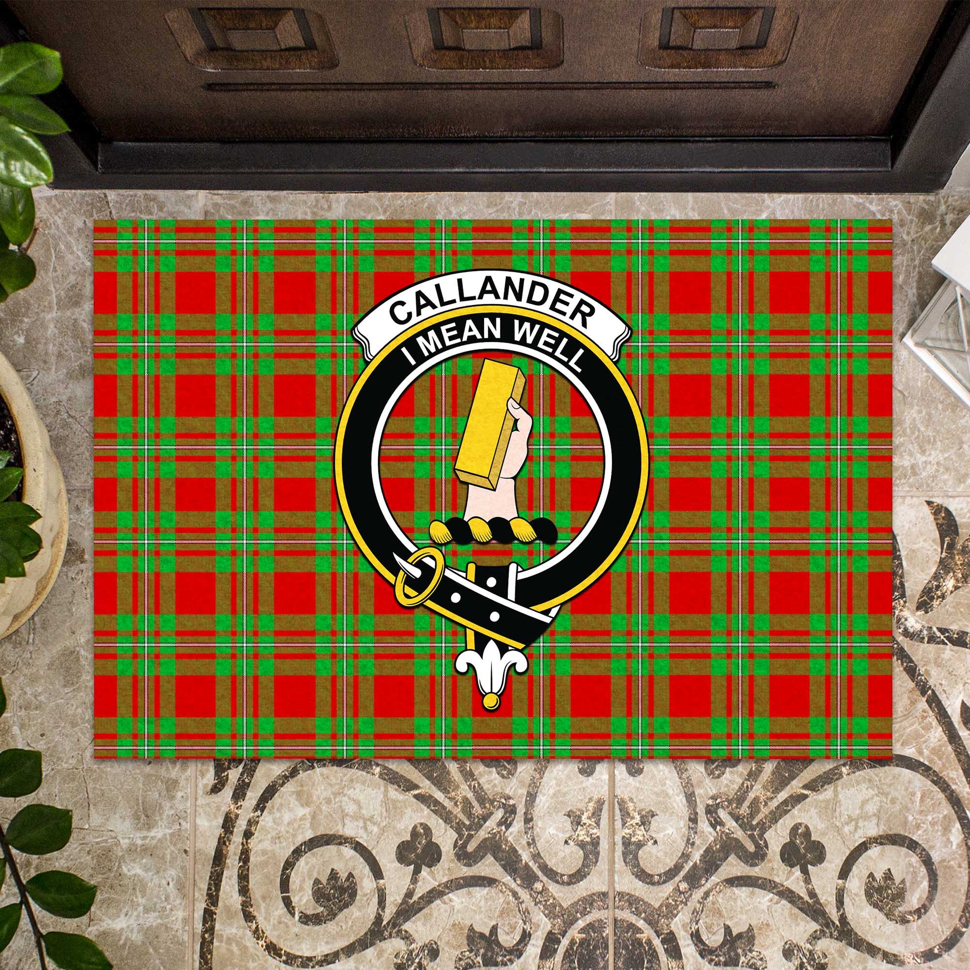 Callander Tartan Rubber Doormat with Family Crest - Tartan Vibes Clothing