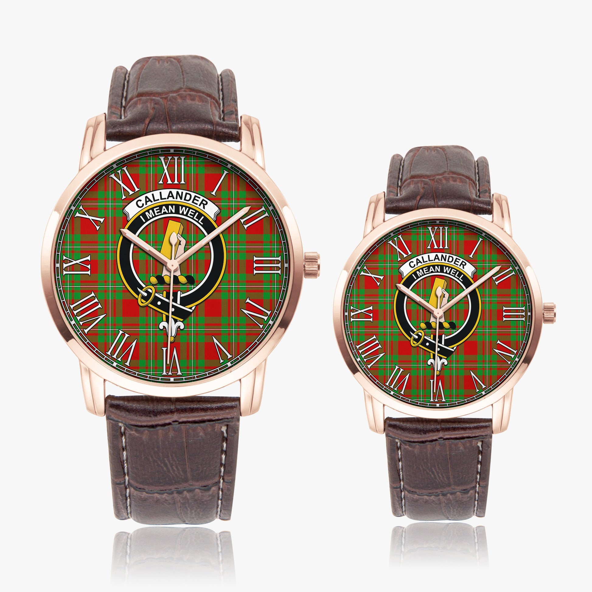 Callander Tartan Family Crest Leather Strap Quartz Watch - Tartan Vibes Clothing