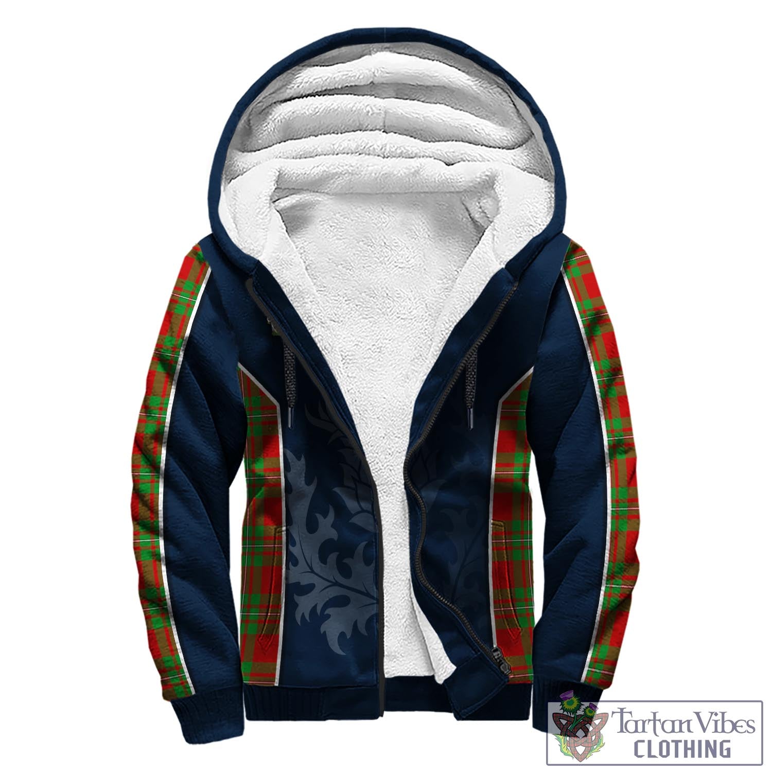 Tartan Vibes Clothing Callander Modern Tartan Sherpa Hoodie with Family Crest and Scottish Thistle Vibes Sport Style