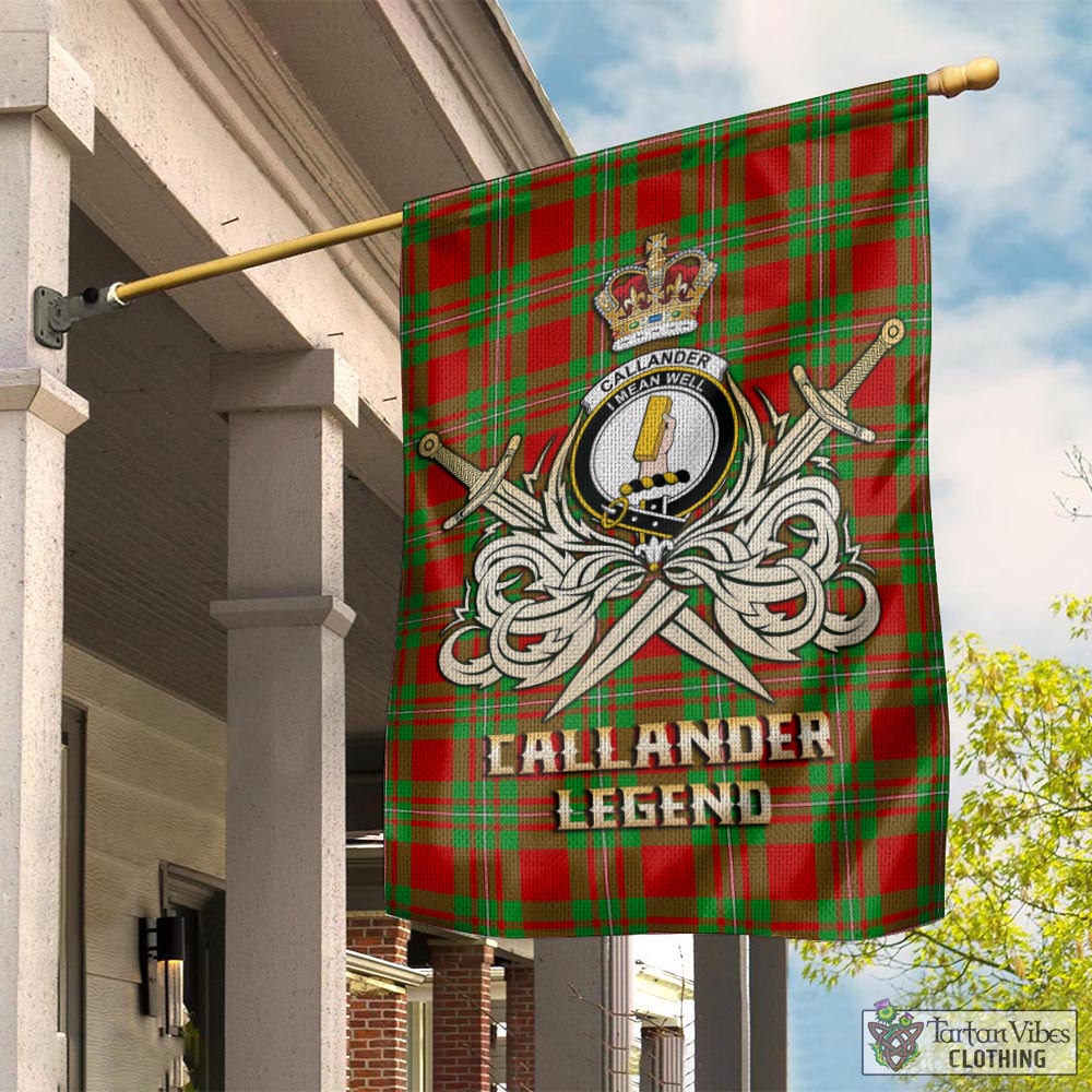 Tartan Vibes Clothing Callander Modern Tartan Flag with Clan Crest and the Golden Sword of Courageous Legacy