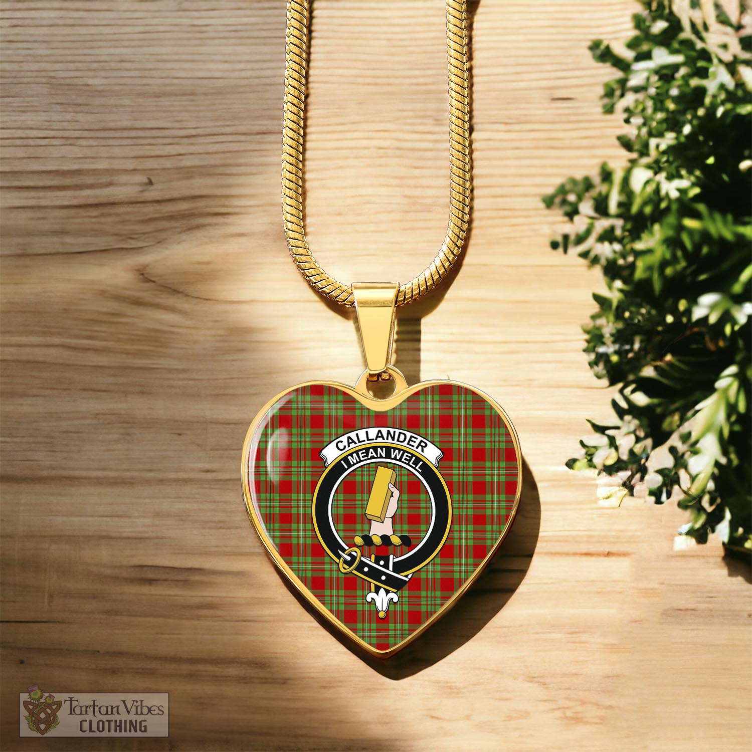 Callander Tartan Heart Necklace with Family Crest Luxury Necklace (Gold) No - Tartan Vibes Clothing