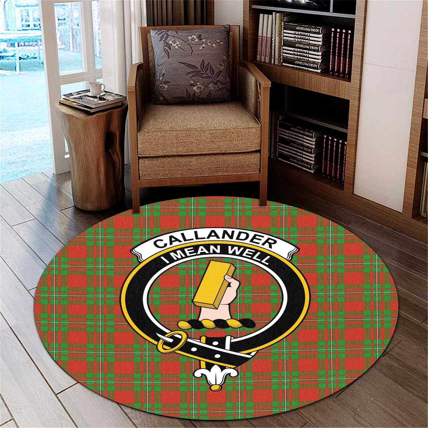 Callander Tartan Round Rug with Family Crest - Tartan Vibes Clothing
