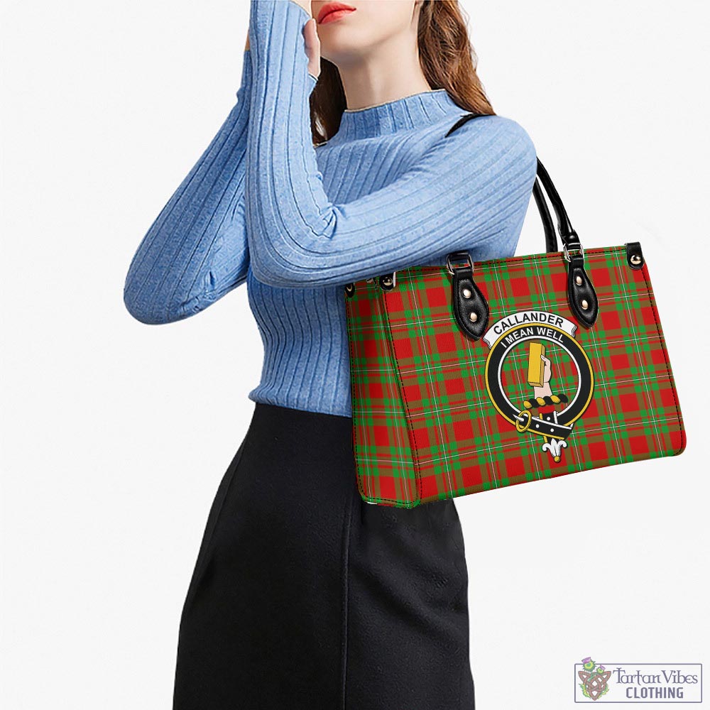 Callander Tartan Luxury Leather Handbags with Family Crest - Tartan Vibes Clothing