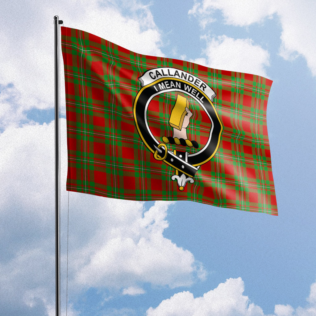 Callander Modern Tartan Flag with Family Crest House Flag (Horizontal)