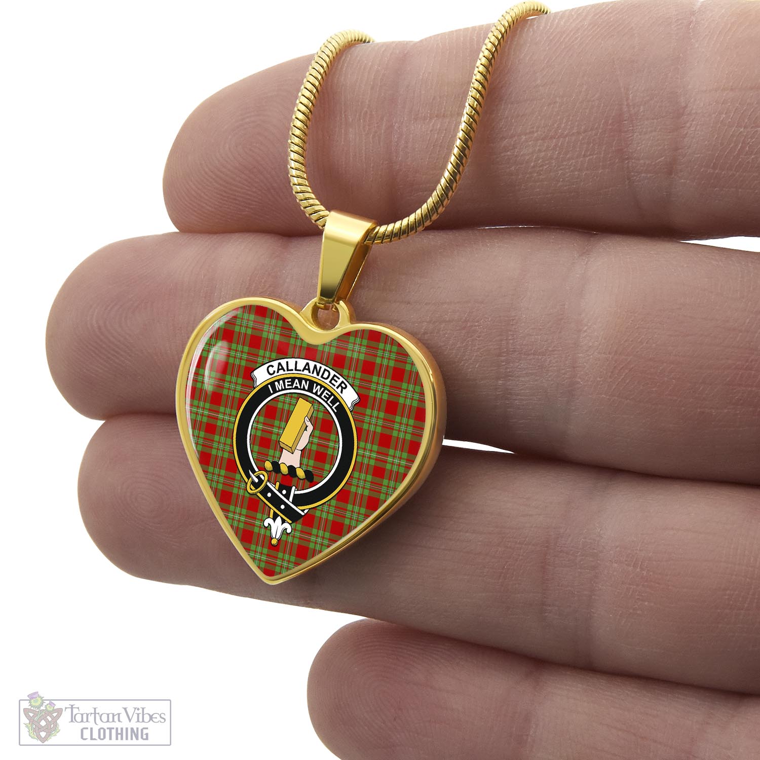 Callander Tartan Heart Necklace with Family Crest - Tartan Vibes Clothing