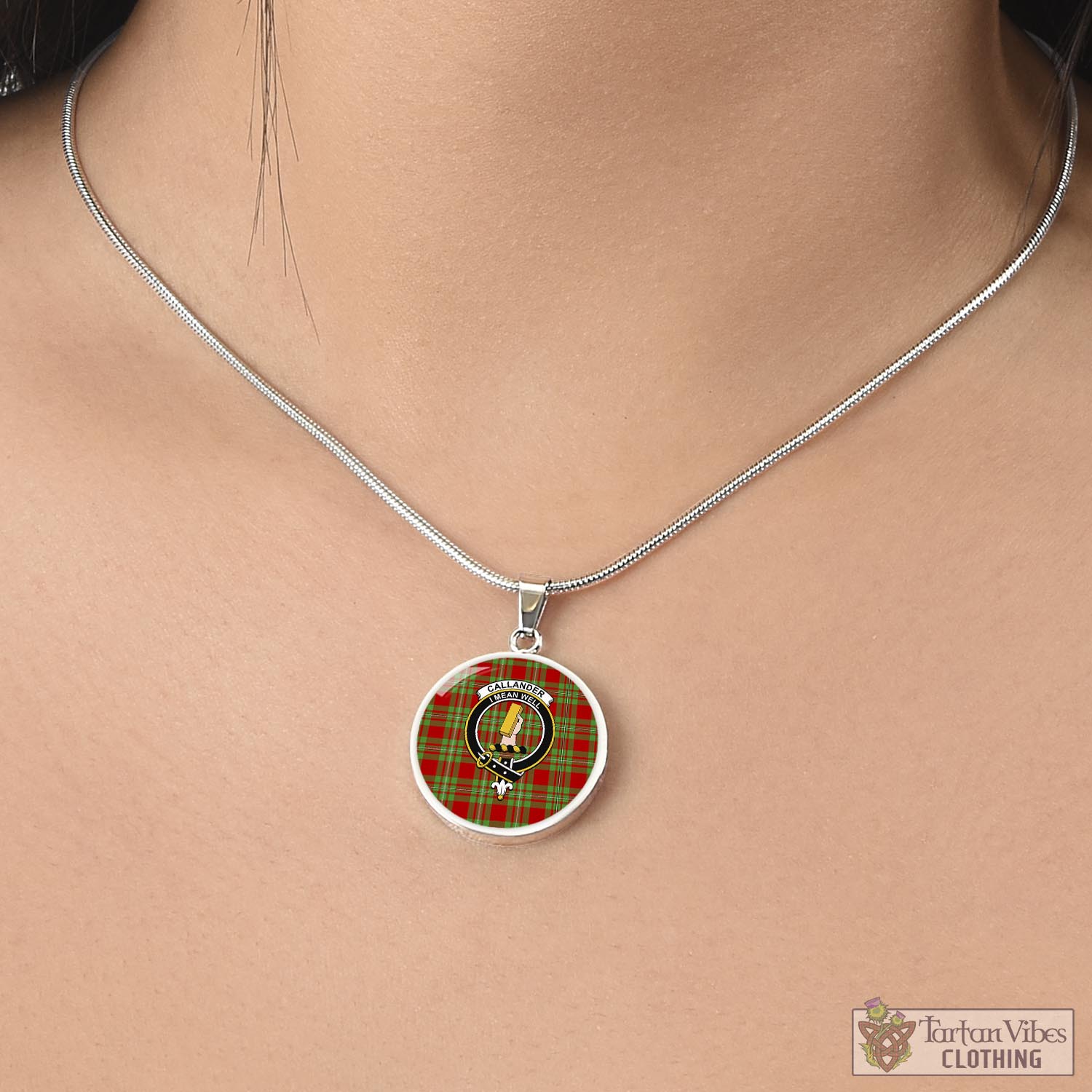 Callander Tartan Circle Necklace with Family Crest - Tartan Vibes Clothing