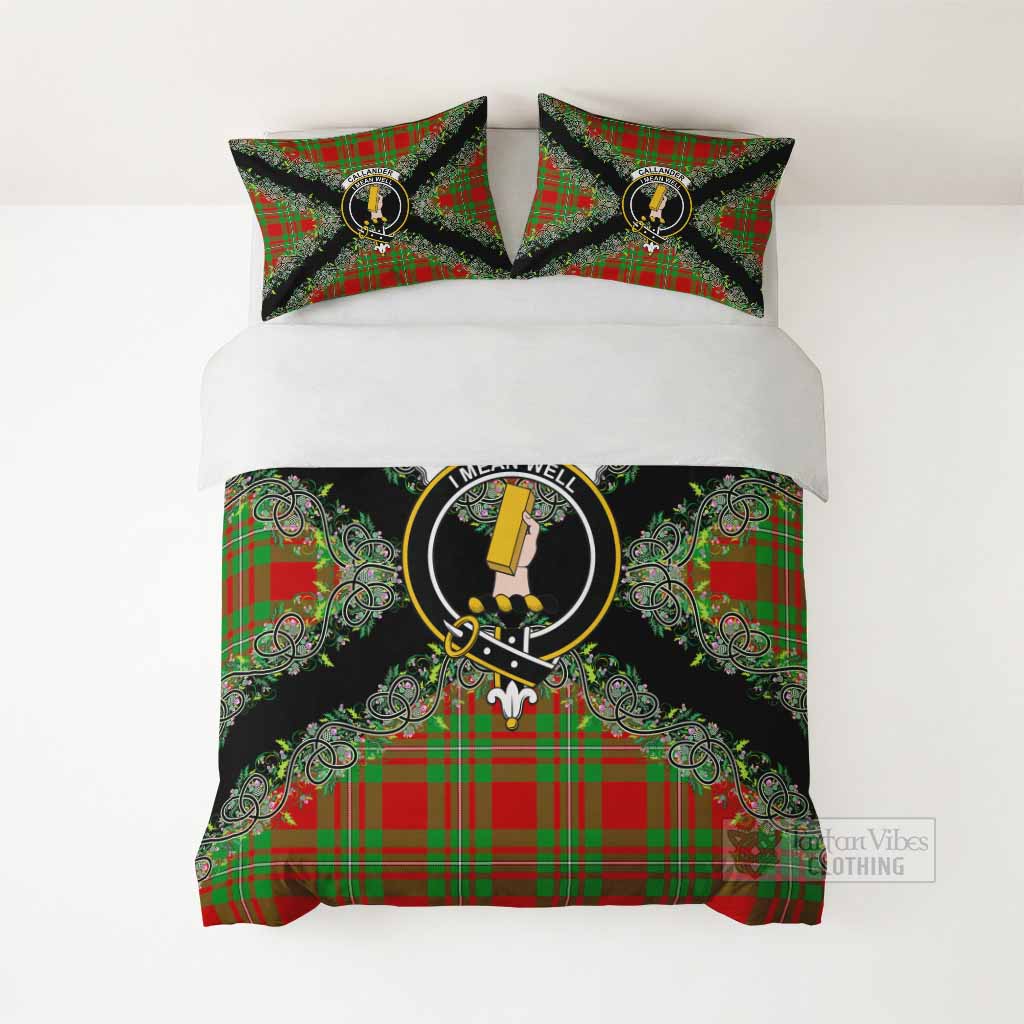 Callander Scottish Tartan Crest Bedding Set Thistle Celtic Knotwork Heritage Art