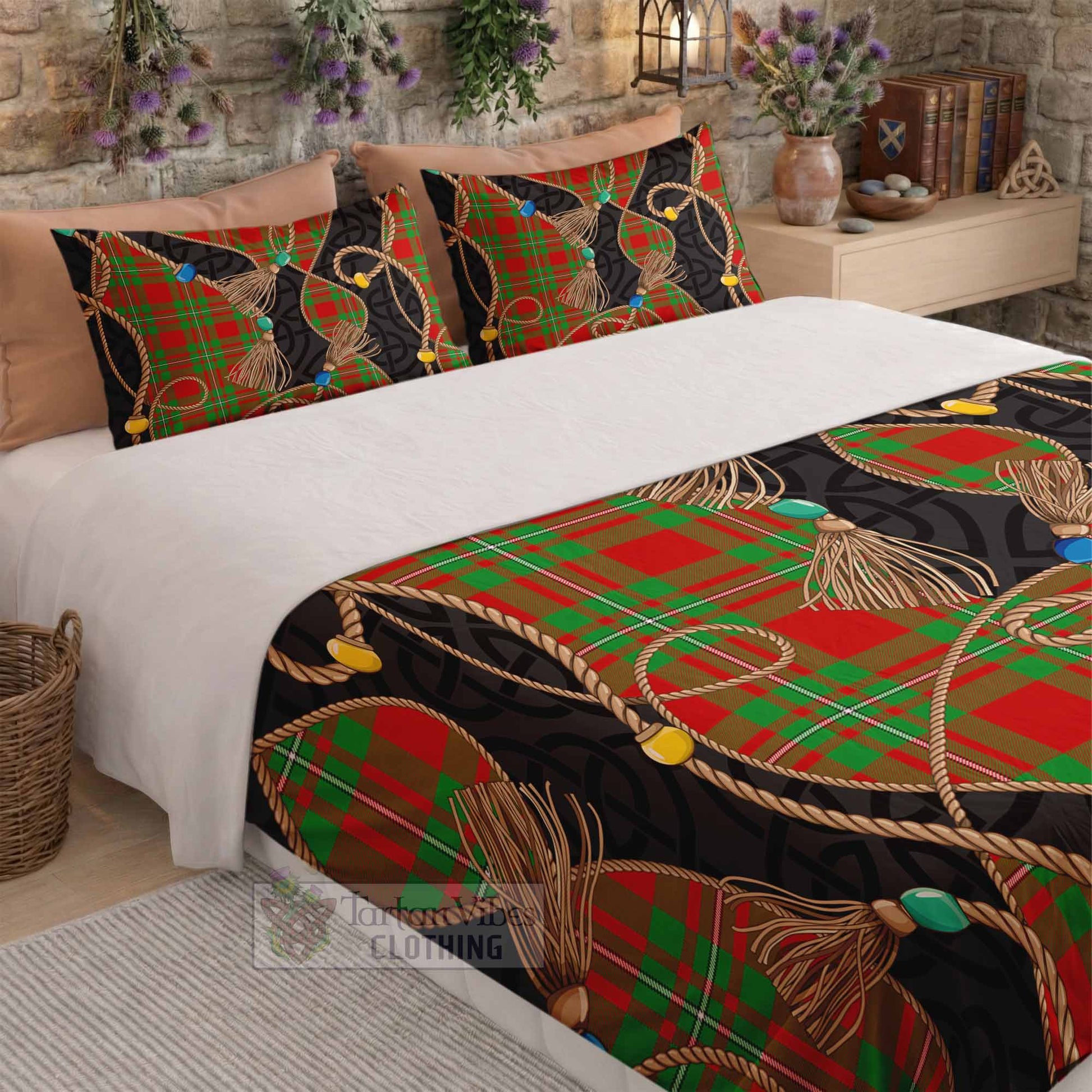Callander Scottish Tartan Twisted Ropes Stylized Bedding Set - Tartan Vibes Clothing