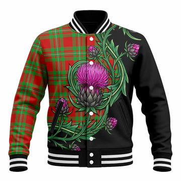 Callander Tartan Baseball Jacket Resilient Scottish Thistle Unisex - Tartan Vibes Clothing