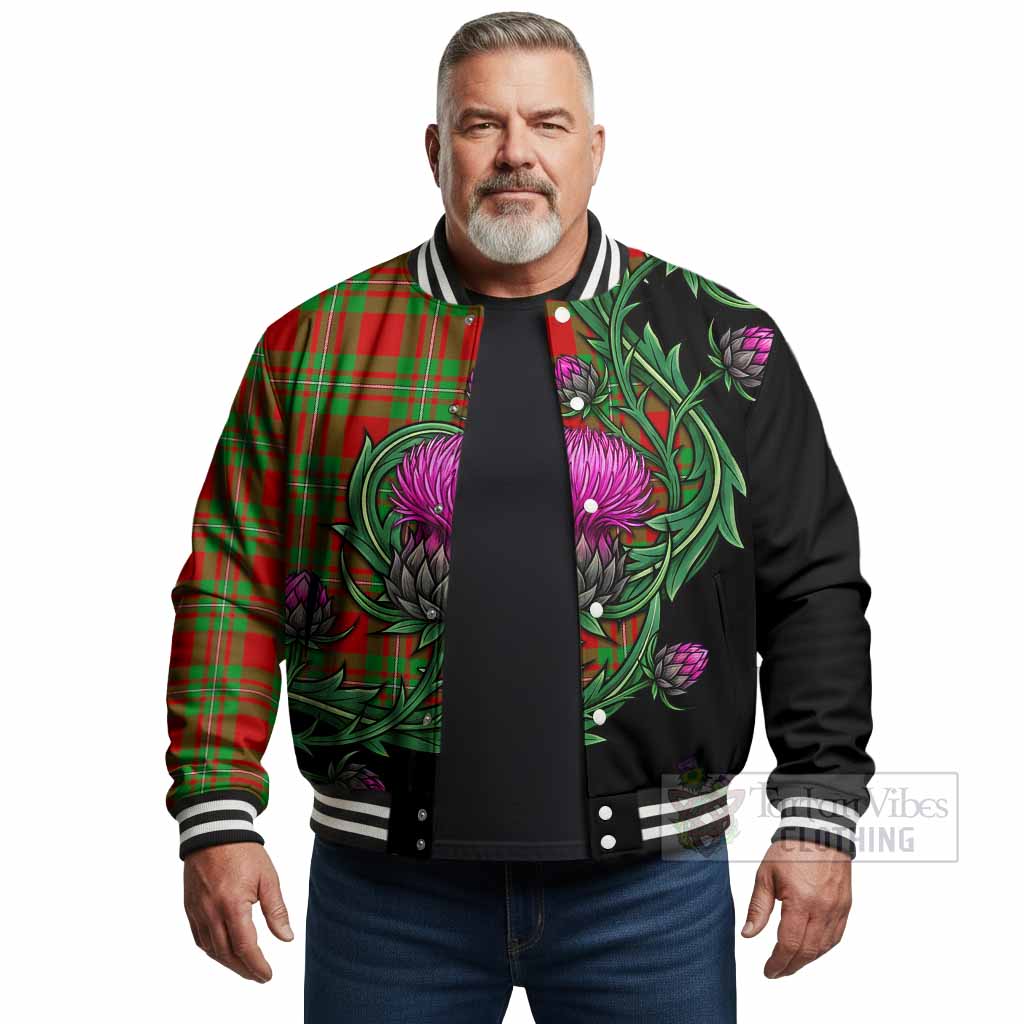 Callander Tartan Baseball Jacket Resilient Scottish Thistle - Tartan Vibes Clothing