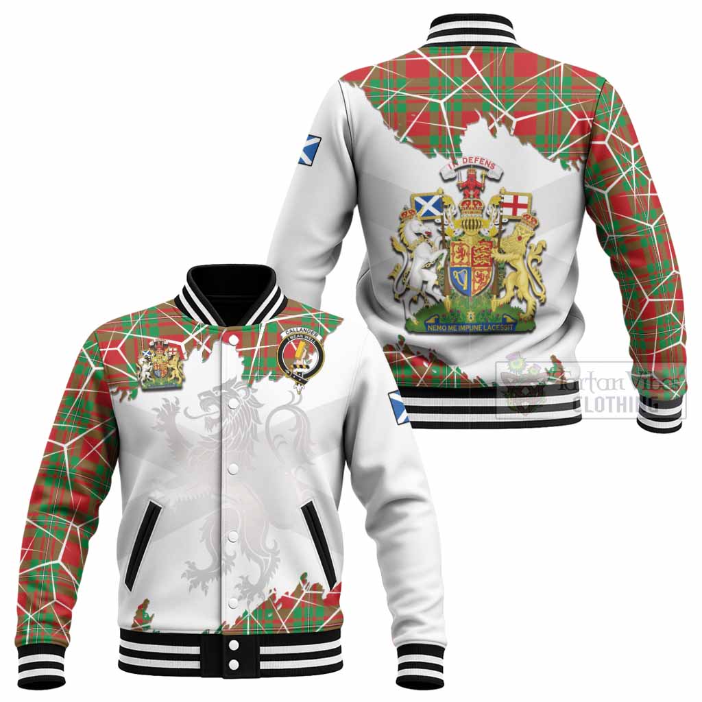 Callander Tartan Baseball Jacket with Family Crest and Lion Rampant Grunge Style