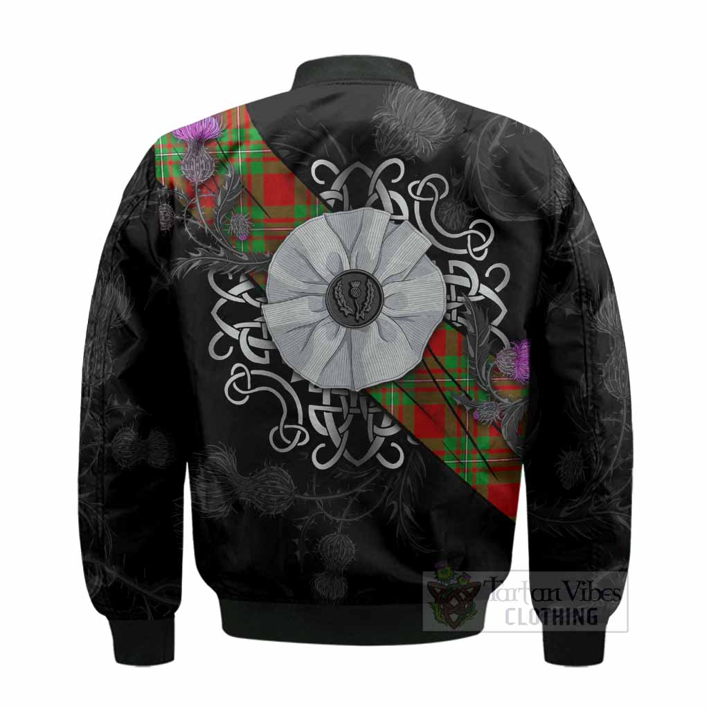Callander Tartan Bomber Jacket Jacobite White Rose - Tartan Vibes Clothing