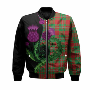 Callander Tartan Bomber Jacket Traditional Scottish Thistle Unisex Black - Tartan Vibes Clothing