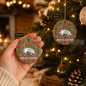 Callander Tartan Ceramic Circle Ornament Gnome Bagpiper - Chistmas Tree Decor