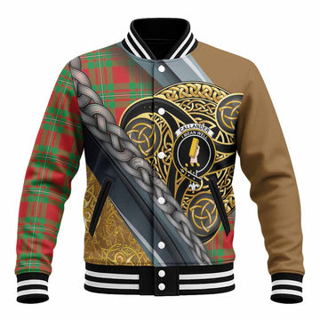 Callander Tartan Crest Baseball Jacket Scottish Triskele Celtic