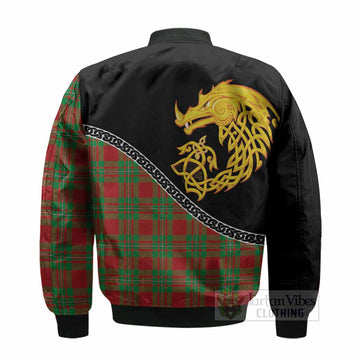 Callander Tartan Crest Bomber Jacket Legendary Dragon Knot Half Style