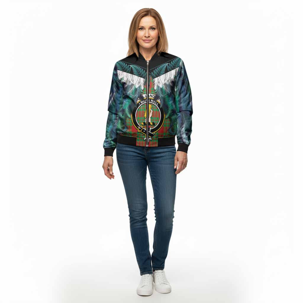 Callander Tartan Crest Bomber Jacket New Zealand Maori Korowai Cloak