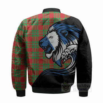 Callander Tartan Crest Bomber Jacket Scottish Golden Lions Wave Flow