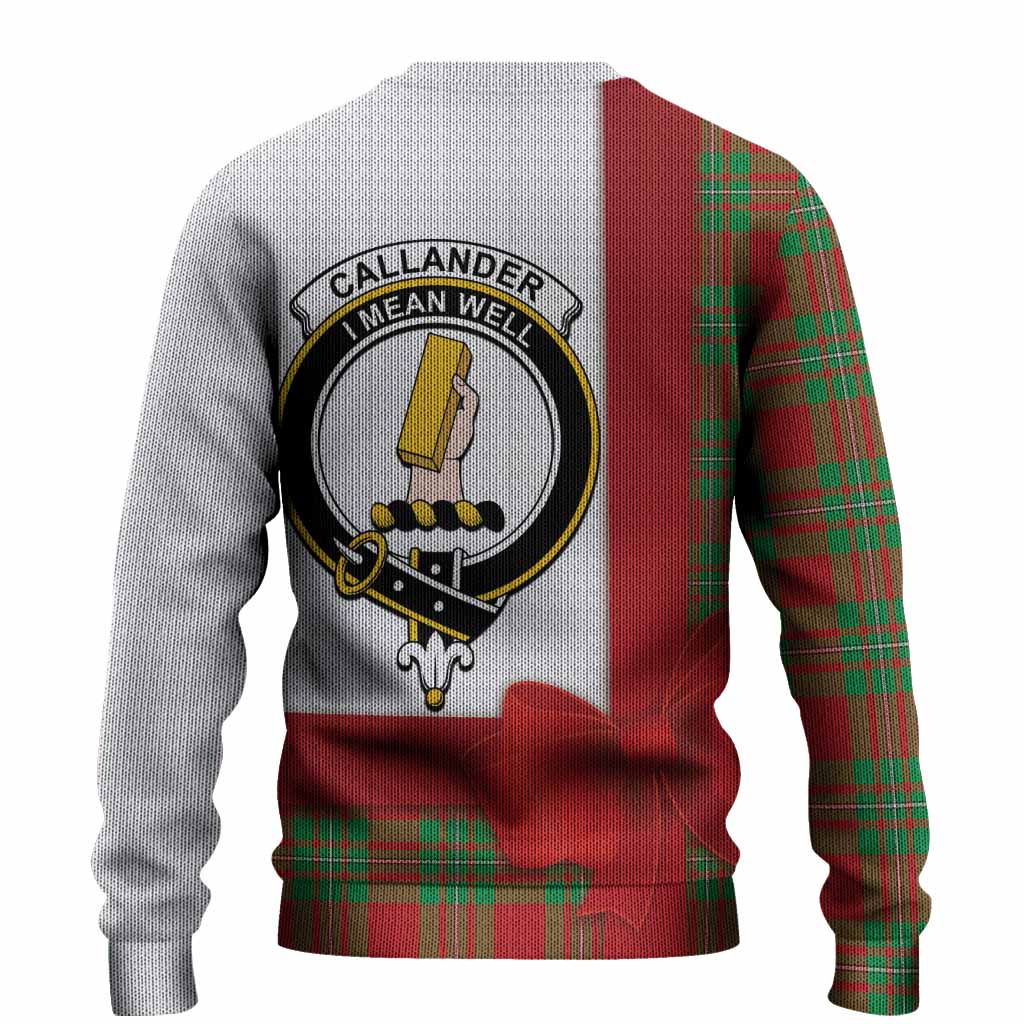 Callander Tartan Crest Christmas Christmas Ugly Sweater Highland Cow Bagpipes Coquette Bow Style