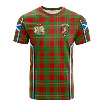 Callander Tartan Crest Cotton T-shirt Scotland Coat of Arm Flag Style