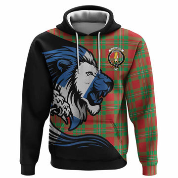 Callander Tartan Crest Hoodie Scottish Golden Lions Wave Flow