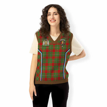 Callander Tartan Crest Knitted V-Neck Vest Scotland Coat of Arm Flag Style