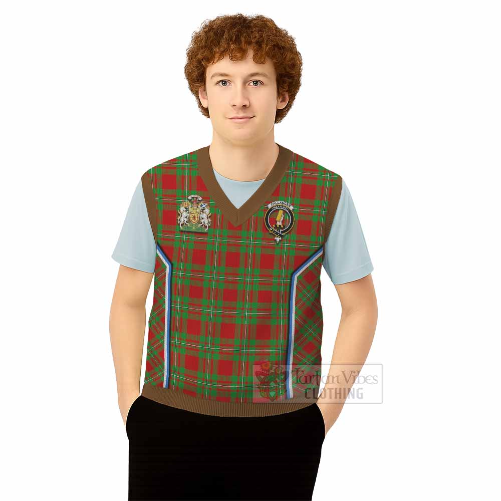 Callander Tartan Crest Knitted V-Neck Vest Scotland Coat of Arm Flag Style - Tartan Vibes Clothing