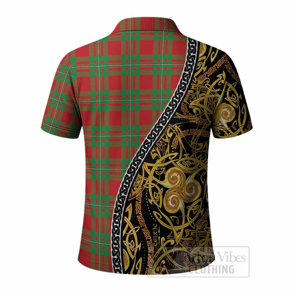Callander Tartan Crest Polo Shirt Celtic Knot and Triple Trickle Spiral Symbols
