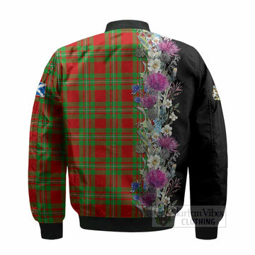 Callander Tartan Crest Thistle Floral Bomber Jacket - Tartan Vibes Clothing