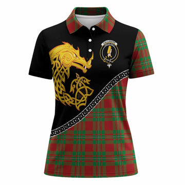 Callander Tartan Crest Women Polo Shirt Legendary Dragon Knot Half Style