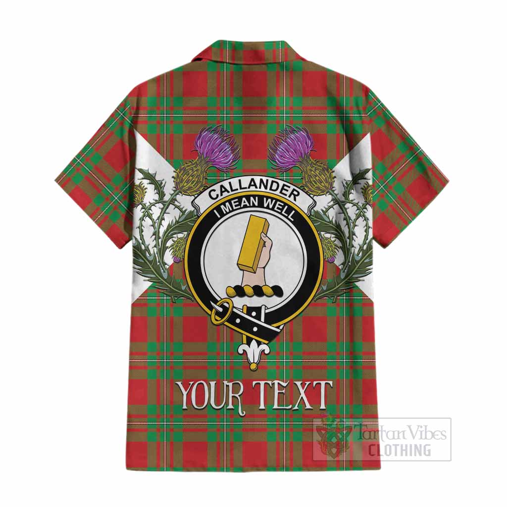 Callander Tartan Family Crest Cotton Hawaiian Shirt Scottish Burns Night Thistle Floral