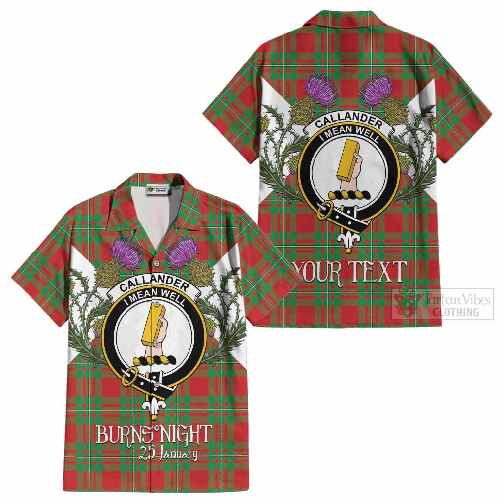 Callander Tartan Family Crest Cotton Hawaiian Shirt Scottish Burns Night Thistle Floral