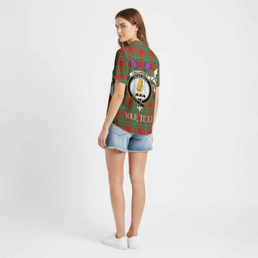 Callander Tartan Family Crest Cotton Hawaiian Shirt Scottish Burns Night Thistle Floral